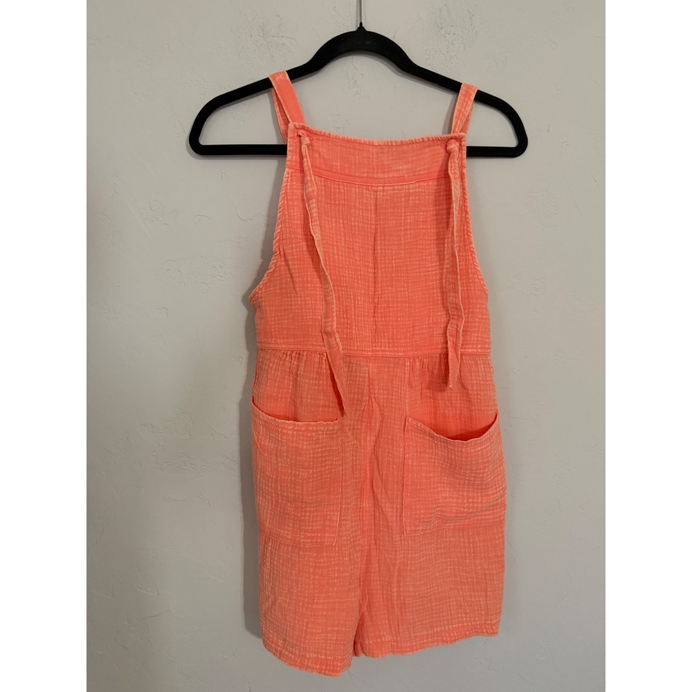 New! Zenana Orange Gauze Romper Small Adjustable Tie Strap Summer Jumpsuit